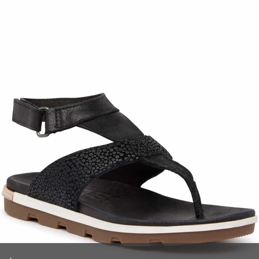 SOREL Torpeda Ankle Strap Black  Sandals Sz 6.5